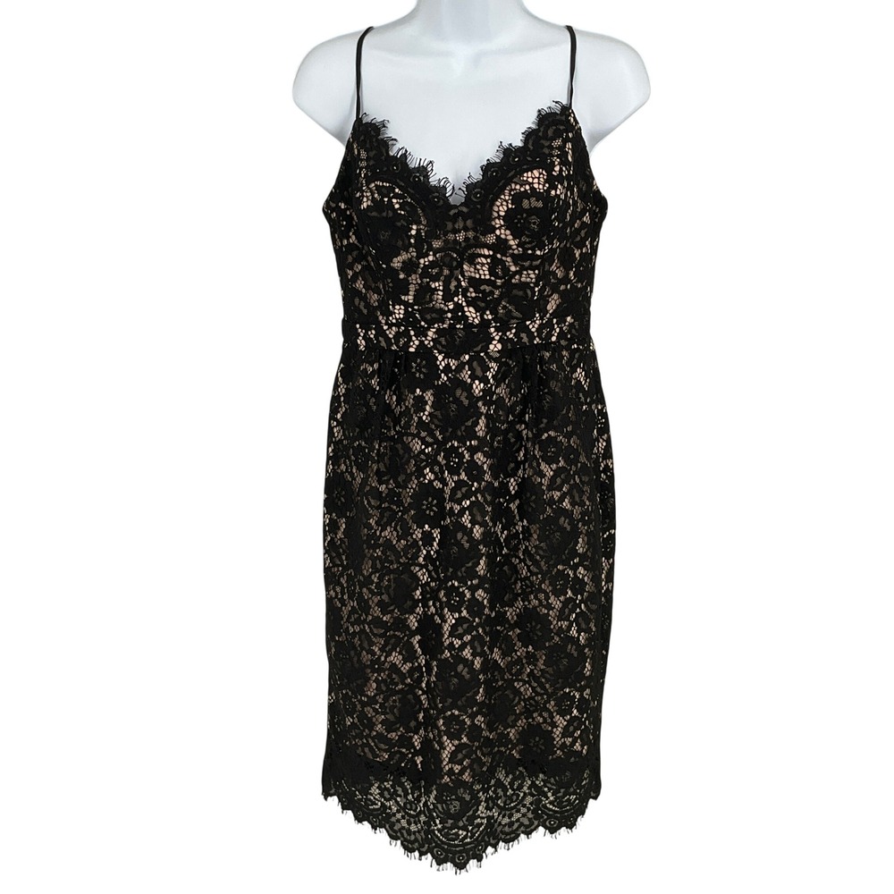 J.Crew Lace Sheath Dress Womens 2 Black Floral Cocktail Classic Wedding Guest